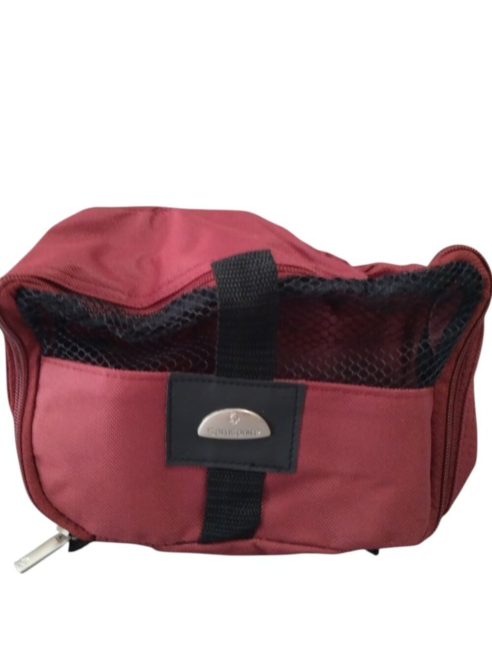 Samsonite Burgundy Toiletry Travel Bag Pouch Make Up Bag Vacation Zip Around